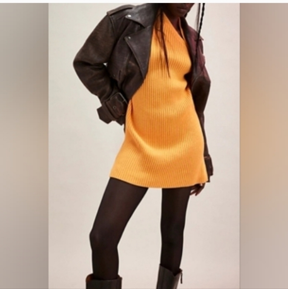 Free People Alba Sweater Tunic Dress In Orange